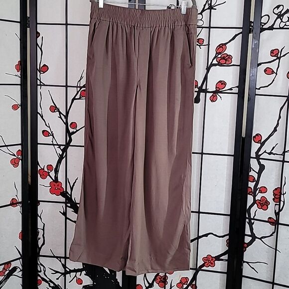 Madewell Drapeweave Carley Wide Leg Brown Pants Size Large - Picture 3 of 9